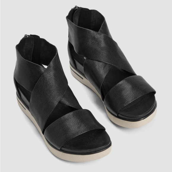 Eileen Fisher Black Sport Tumbled Leather Sneaker Sandal - Picture 2 of 10